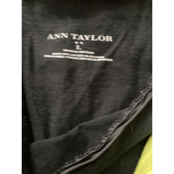 Ann Taylor Womens Large/XL Black Yellow Tank Top Sleeveless Layering Scoop Neck - Picture 3 of 7